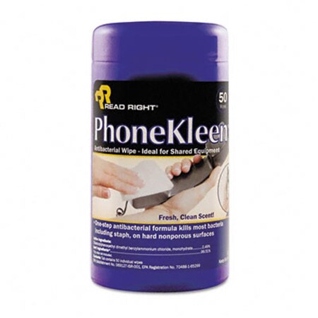 Read Right Read Right RR1403 PhoneKleen Wet Wipes  Cloth  5 x 6  50/Tub RR1403